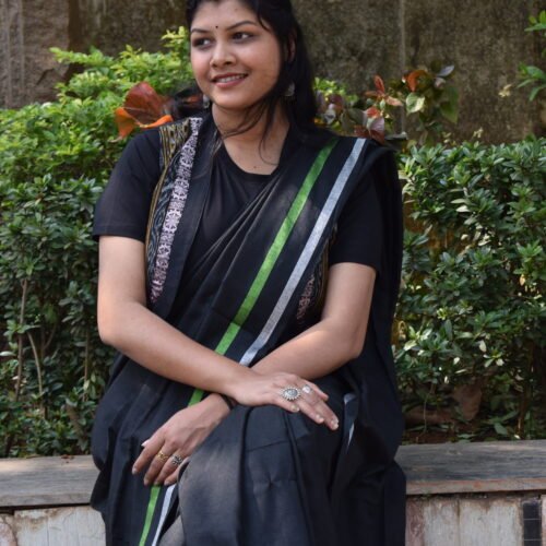 Charcoal Forest Khadi Saree