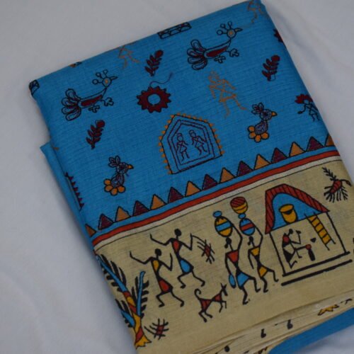 Sky Canvas Embroidered Saree