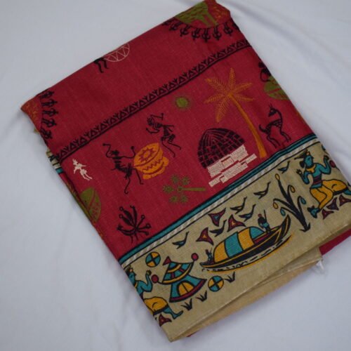 Earthy Crimson Embroidered Saree