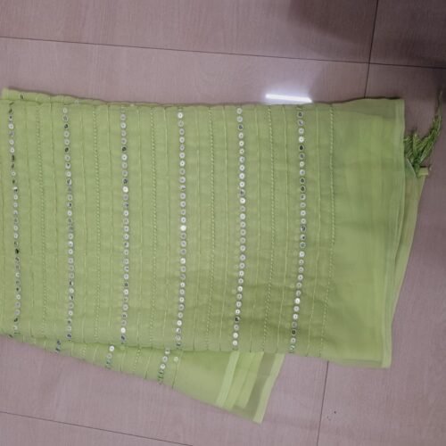 The Lime Green Saree with Mirror Work
