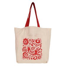 Handcrafted Cotton Tote Bag - Red Floral Print